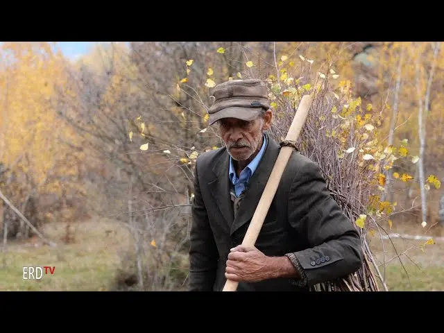 Broom making. Crafting a birch broom in Filia